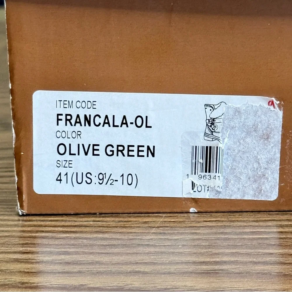 NIB Spring Step Francala Faux Fur Lined Olive Green Boots-Size 41 (9.5-10)
